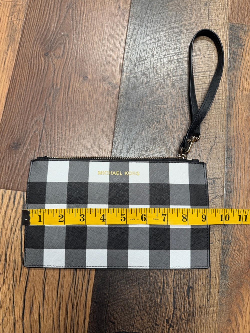 NWOT Vintage Michael Kors Black and White Checkered Wristlet Pouch - Picture 7 of 8